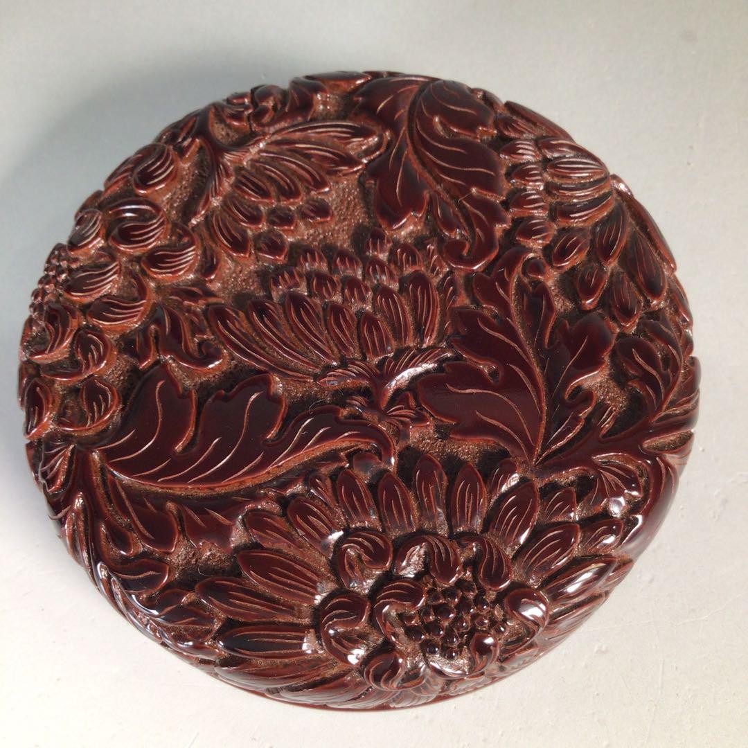 Ｎ９０９　棗　『高橋連峰作』『村上堆朱』『朱溜塗』『平棗』　共箱　茶道具