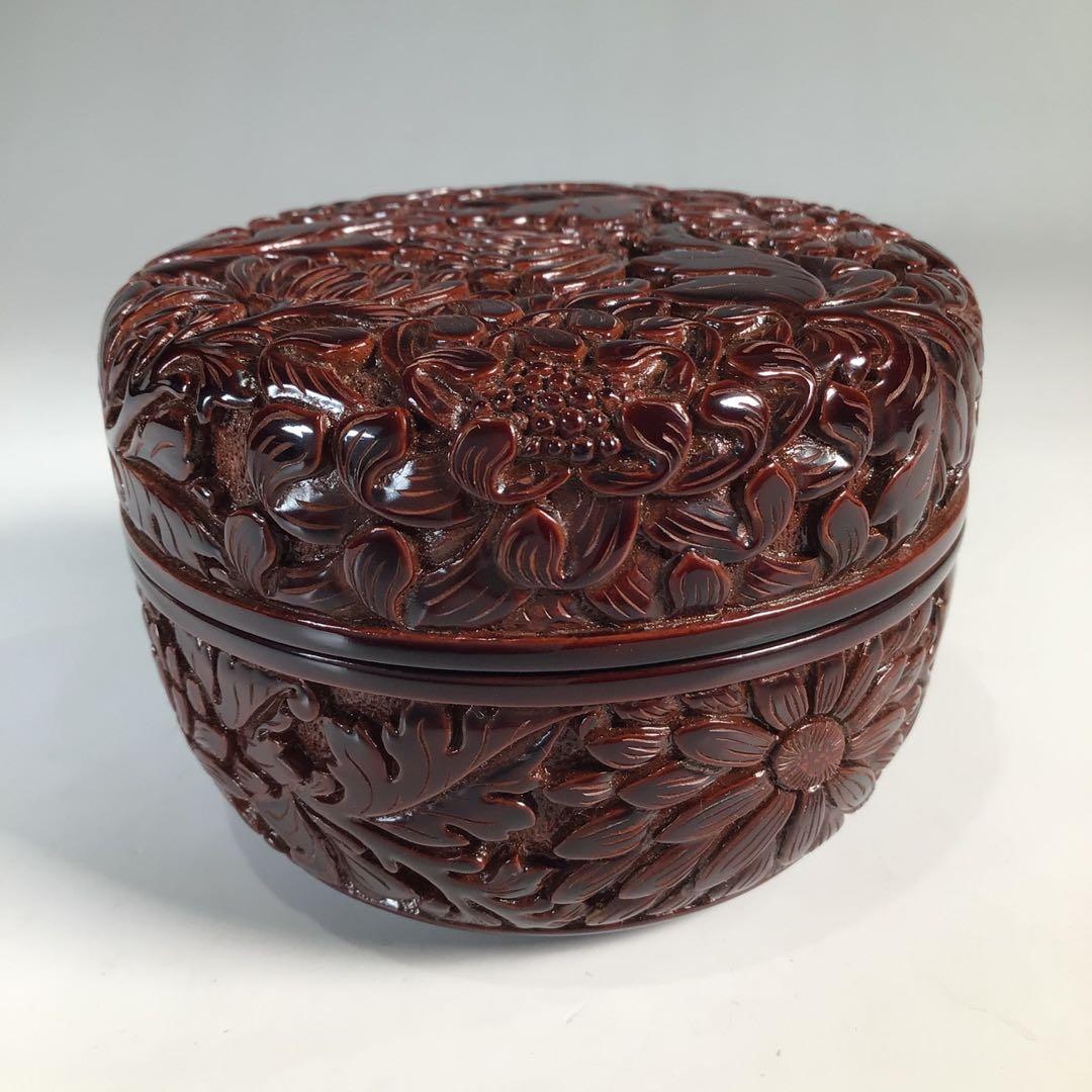 Ｎ９０９　棗　『高橋連峰作』『村上堆朱』『朱溜塗』『平棗』　共箱　茶道具