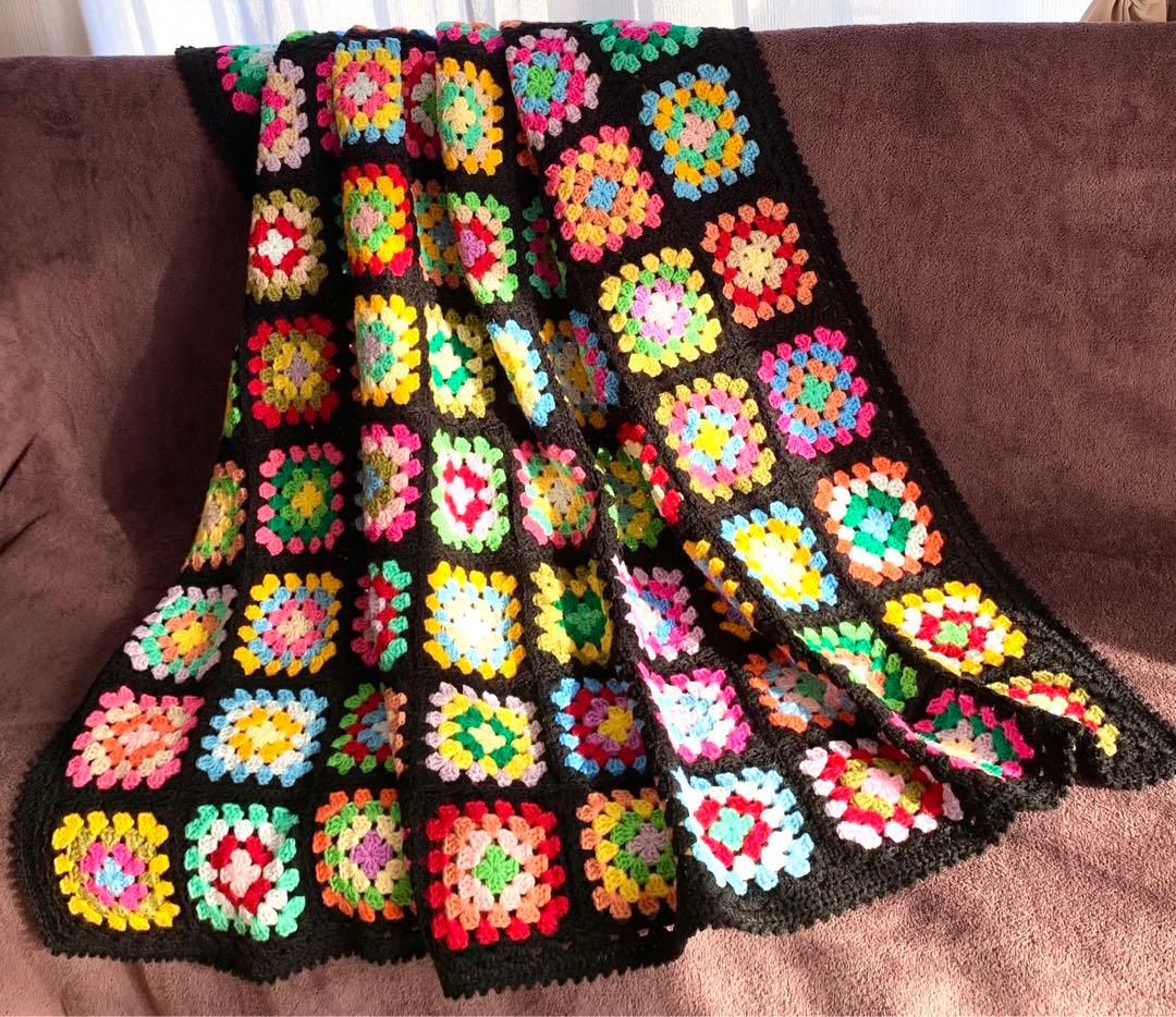 36 /グラニースクエア ブランケット 膝掛け マルチカバー ベッドカバー