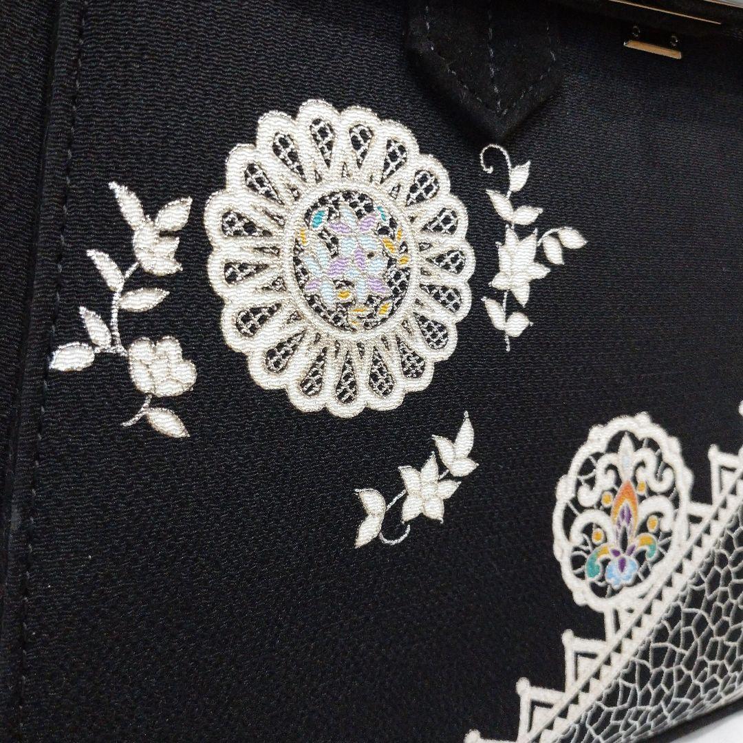 OKAJIMA 岡重 ハンドバッグ 鞄 手提げ 刺繍 黒 和装