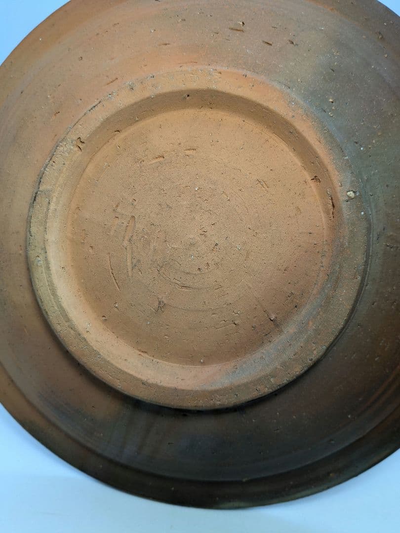 岡山県重要無形文化財 伊勢崎満 備前焼 緋襷皿 共箱栞 直径