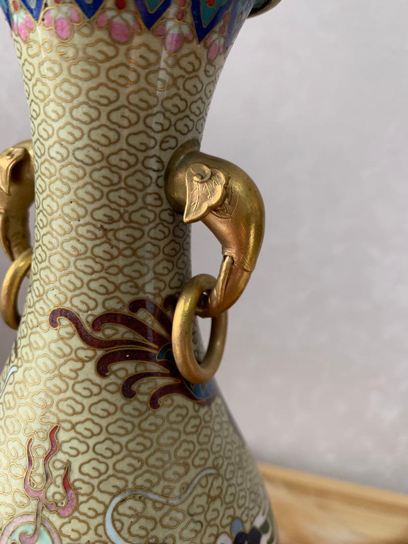 中国美術 民国期 七宝 龍紋花瓶 唐物 古銅 細密細工 古美術品 - メルカリ