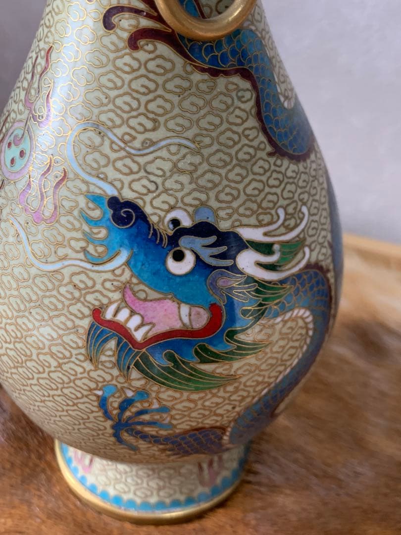中国美術 民国期 七宝 龍紋花瓶 唐物 古銅 細密細工 古美術品 - メルカリ