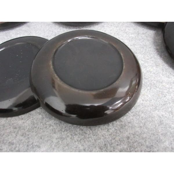 会津塗黒塗蒔絵牡丹文銘々皿10枚 [B26981]