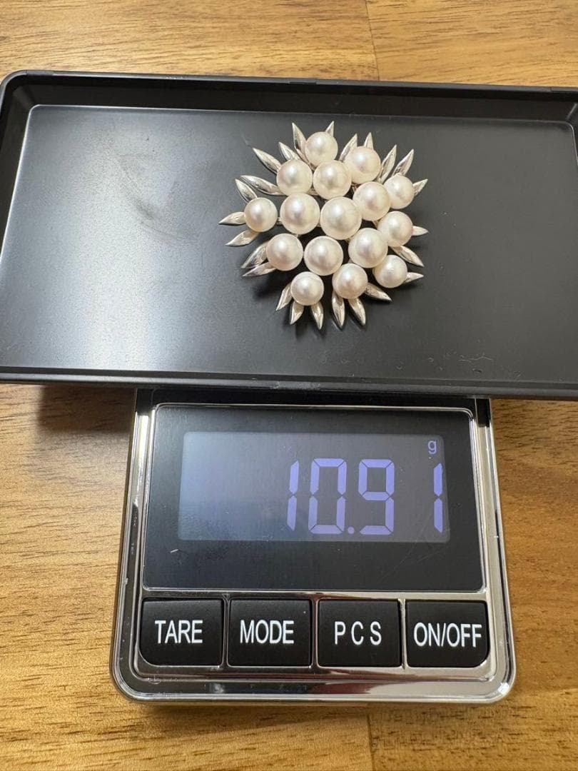 美品TASAKI タサキ　パールブローチ SV 10.9g 約5.4-6.7mm