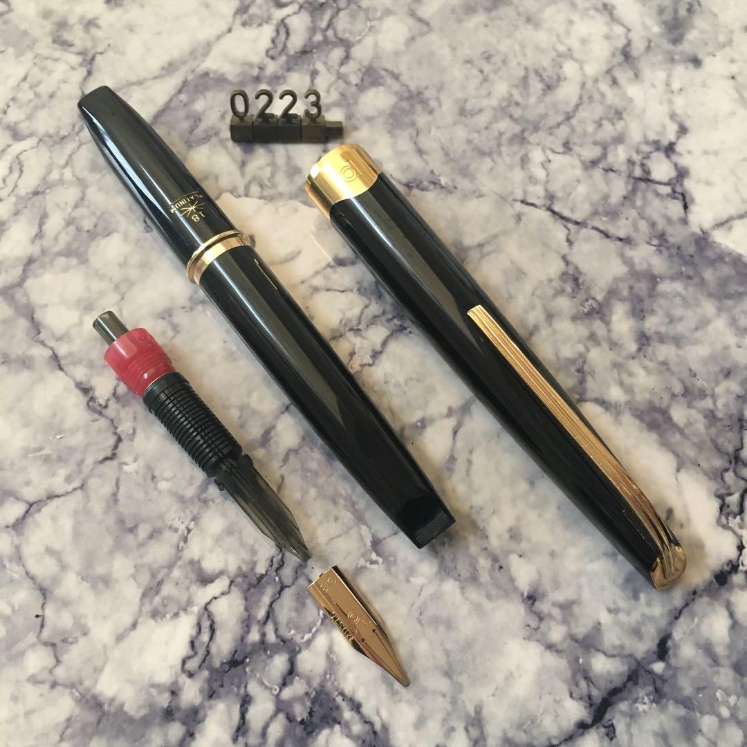 0223オーバーホール済み 万年筆 プラチナ ショート 18k MUSI