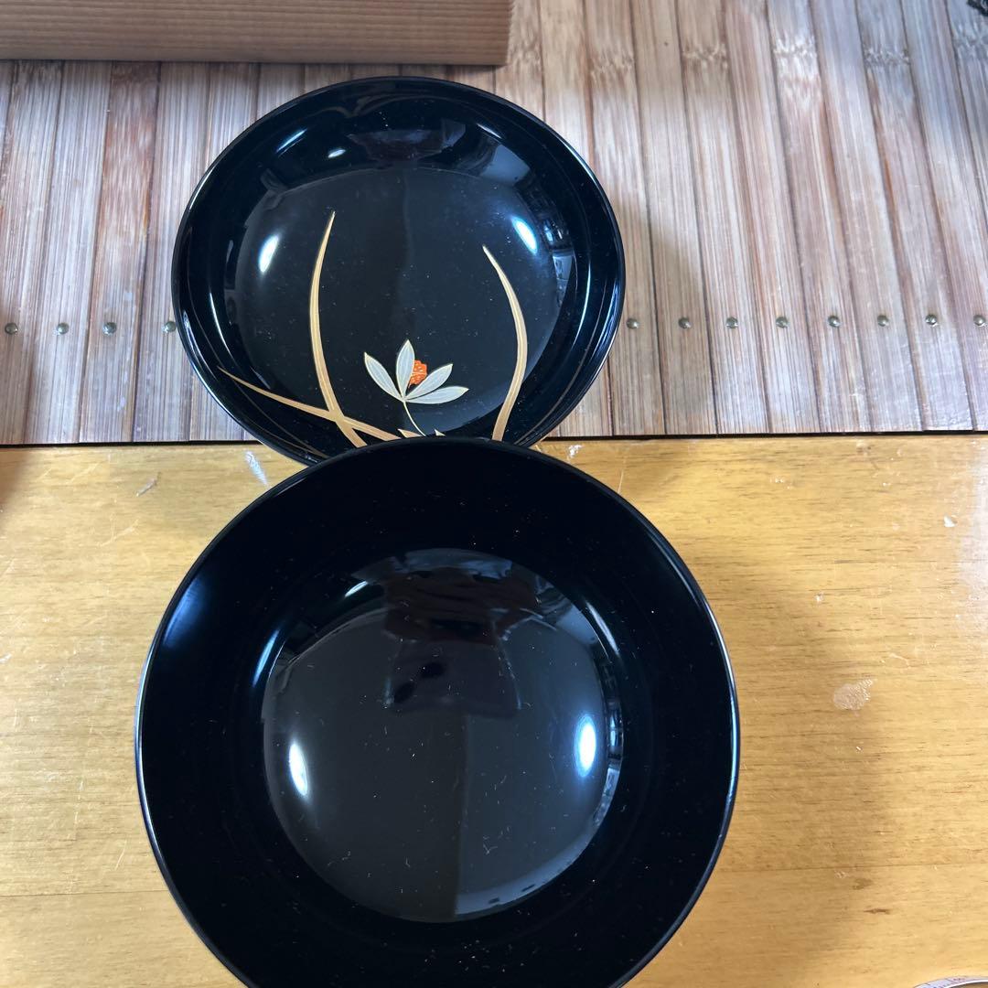 京都平安象彦　天然木　本漆塗　蒔絵　久美椀　金銀初梅　春蘭　伝統工芸品　高級漆器