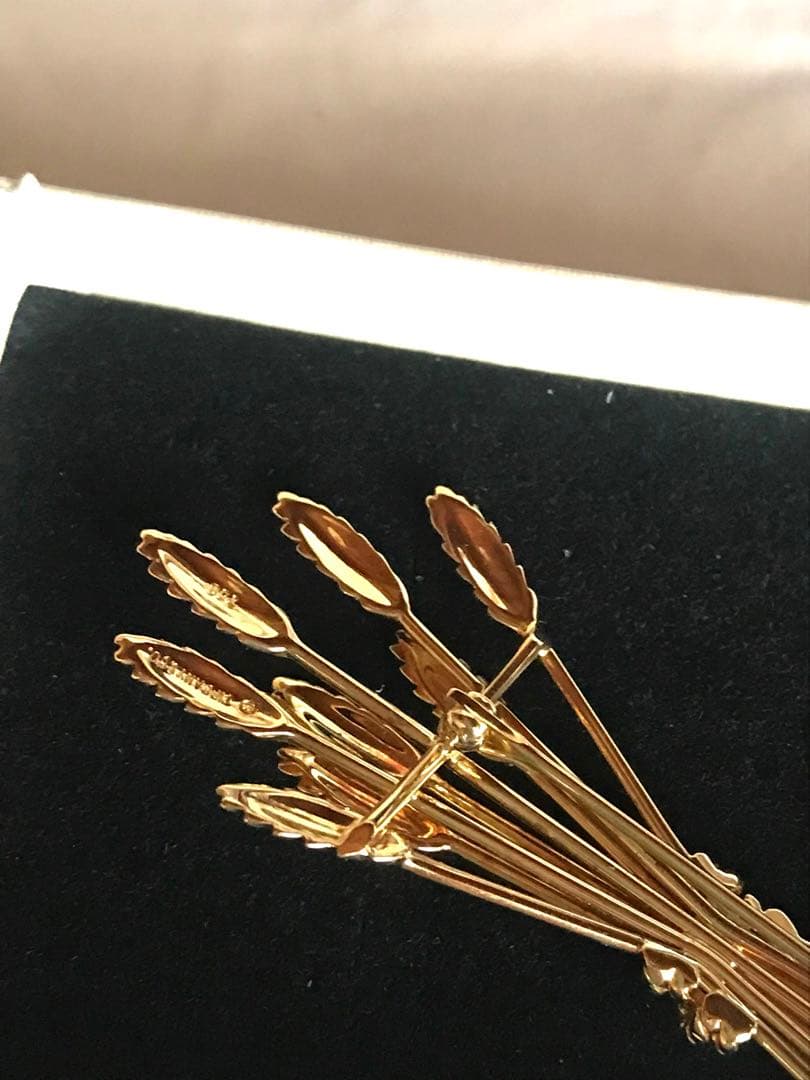 ティファニーイエローゴールドブローチ麦モチーフk1818金 18k
