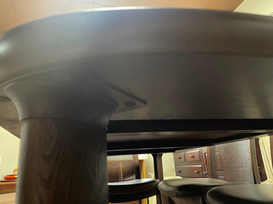 ダークブラウン楕円形ダイニングテーブルセット