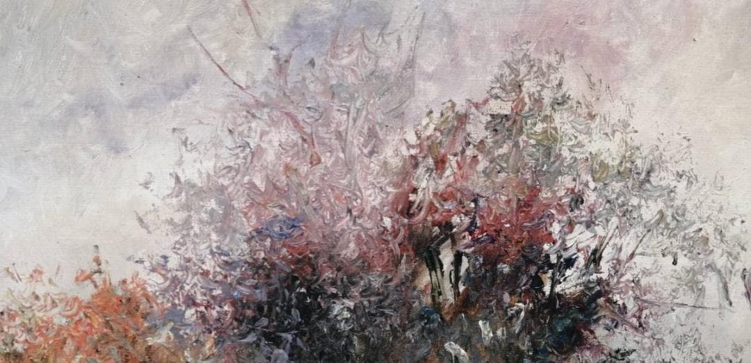 40%【真作】アンナ・オルシェウスカ 油彩 1988年 ポーランド 風景画 自然