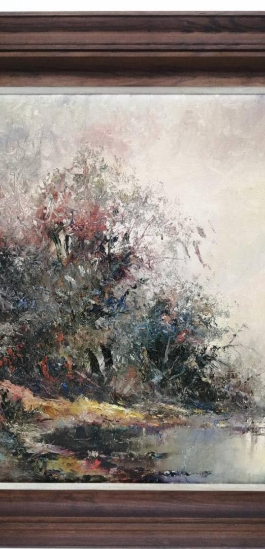 40%【真作】アンナ・オルシェウスカ 油彩 1988年 ポーランド 風景画 自然