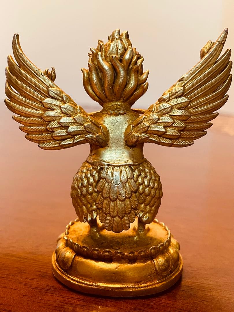 ＜チベット密教 新品1点物＞鍍金 ガルーダ（迦楼羅／金翅鳥）尊像 不死鳥