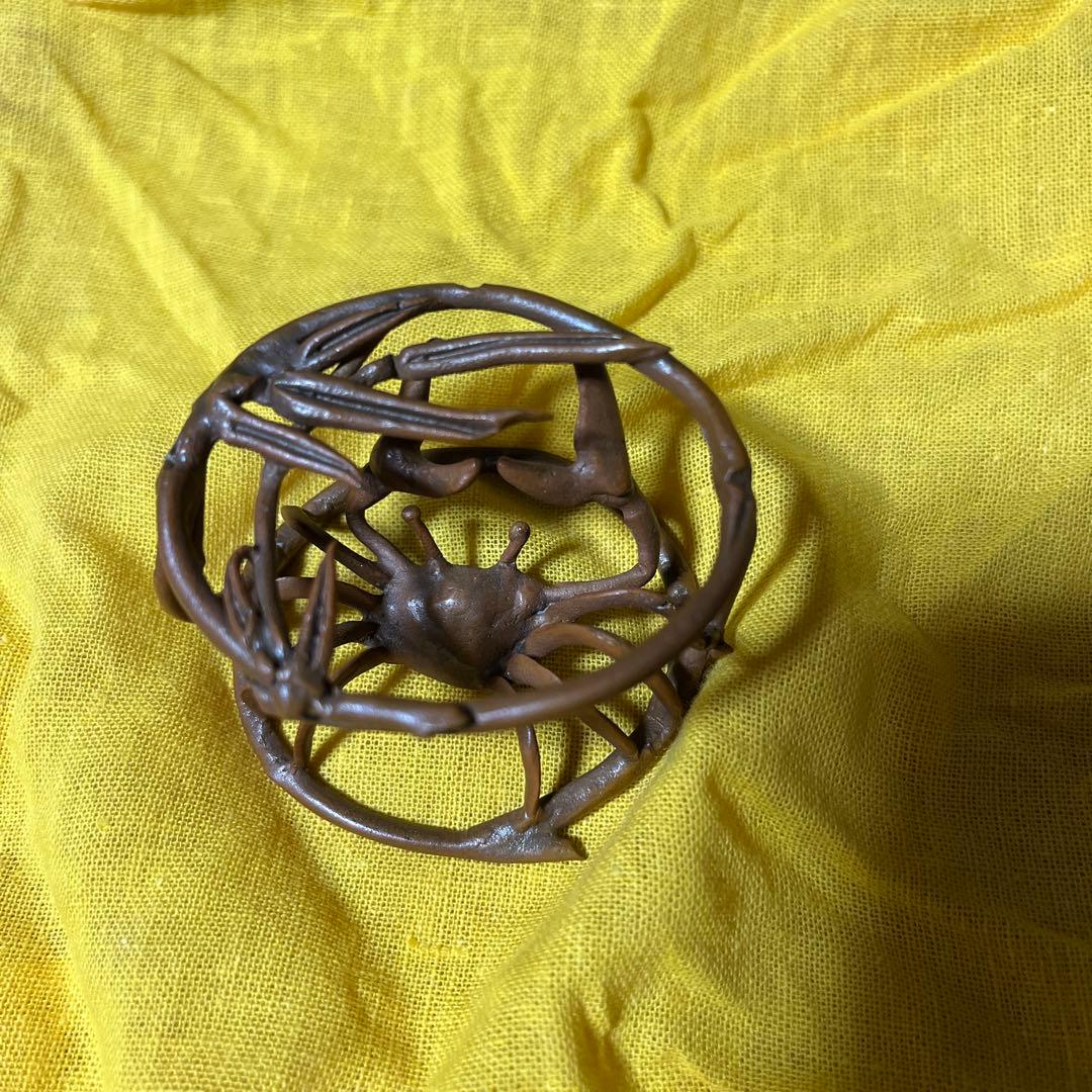 金属製かに工芸品 木箱付き 蝋型鋳物 酒井静女作