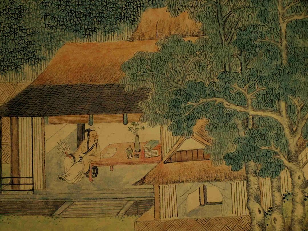 中国掛け軸 明時代作品 携琴訪友図 肉筆保証 骨董品 BD730A14-2