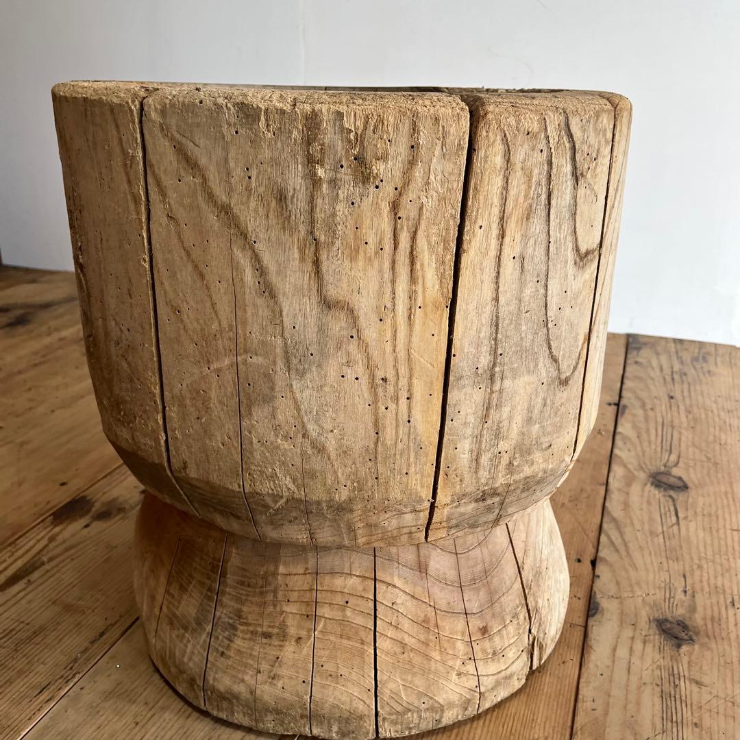 アンティーク ローテーブル 欅 ケヤキ 臼 プリミティブ 無塗装 《送料込み》