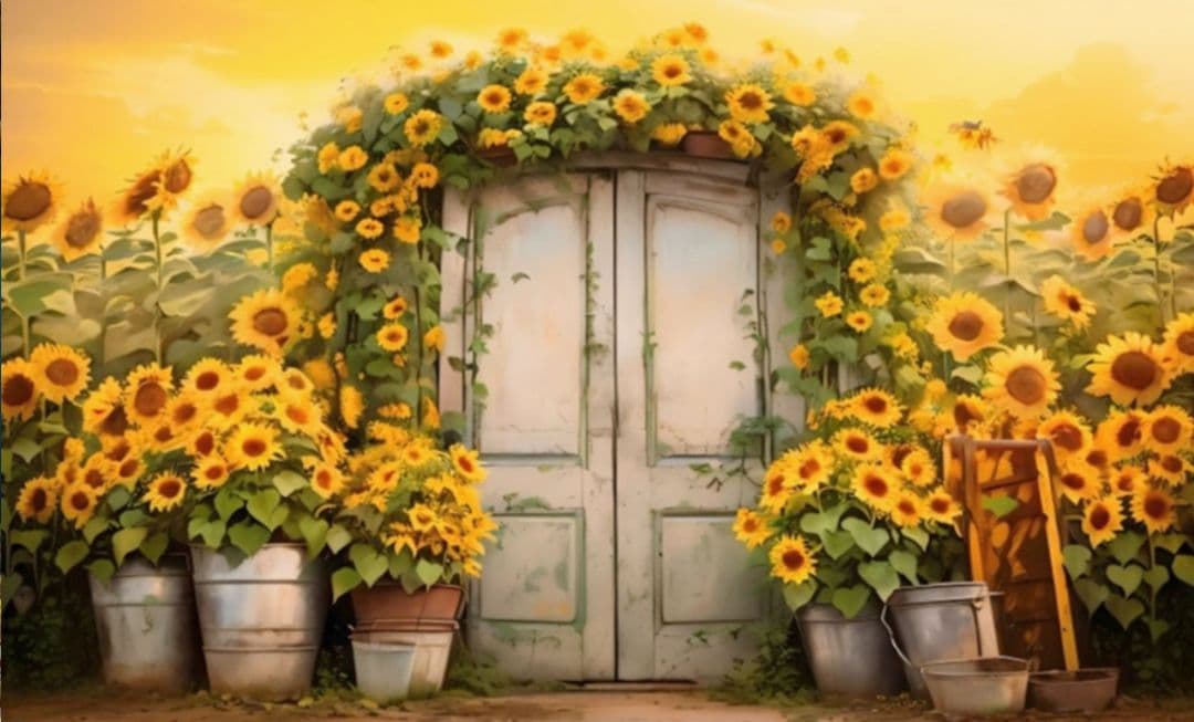 背景布夏BA④ ペット撮影用フォトブース 向日葵 ヒマワリ トリミング