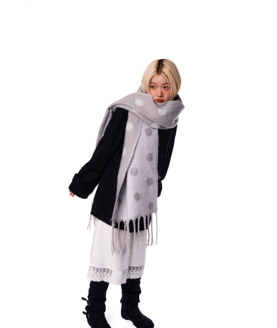 Smyeon スミョン マフラー グレー ドット - メルカリ