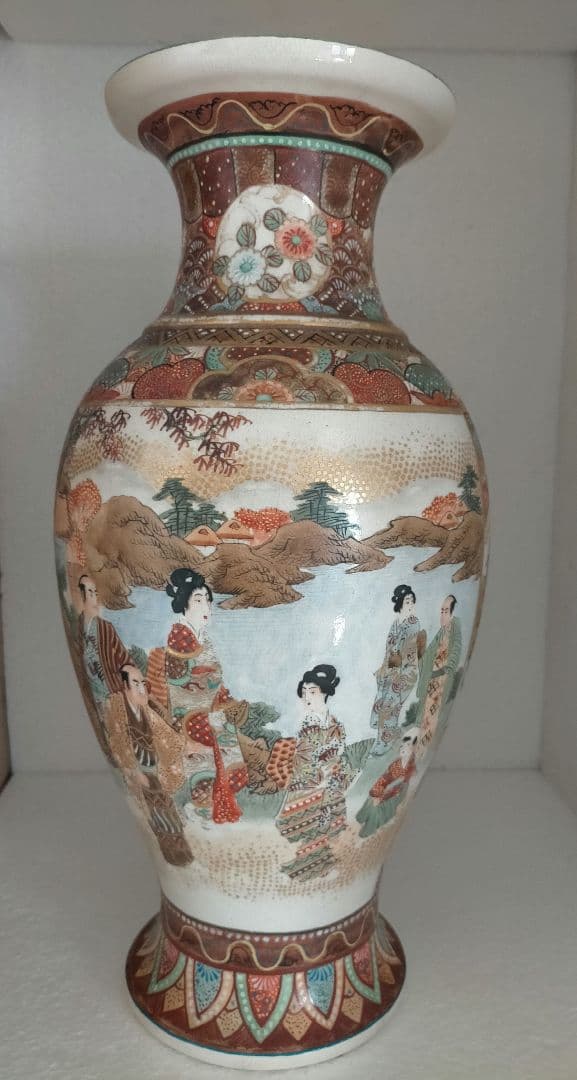 薩摩焼　保土田造　明治時代　花瓶　一対　pair