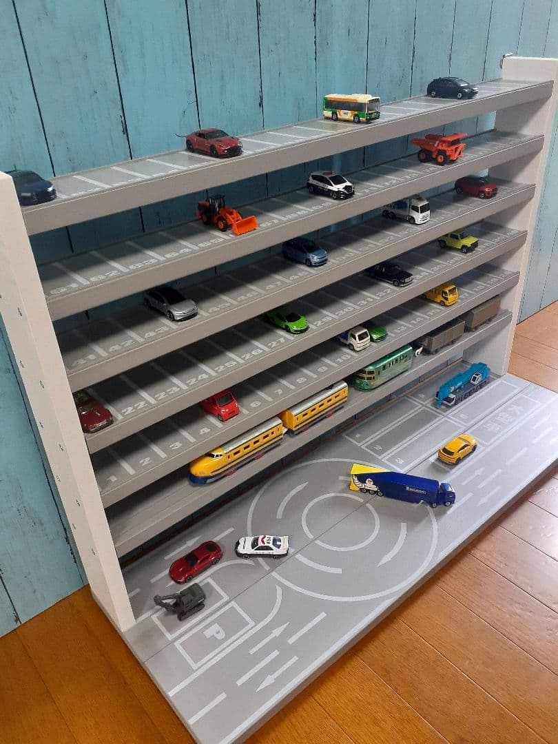 ゆるななちゃん★１枚板仕様、プラレール棚1段追加トミカプラレール収納棚