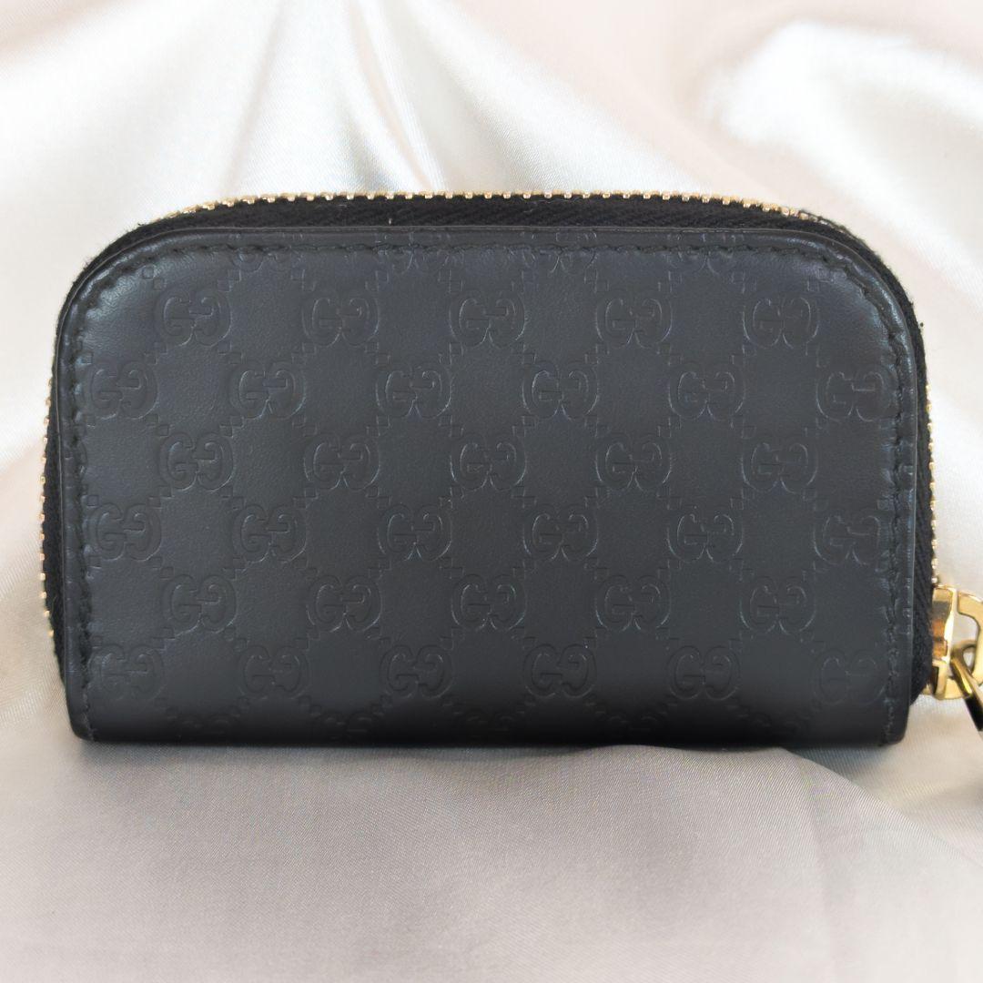 【未使用級】 グッチ ラウンドファスナー マイクロシマ ケース ブラック