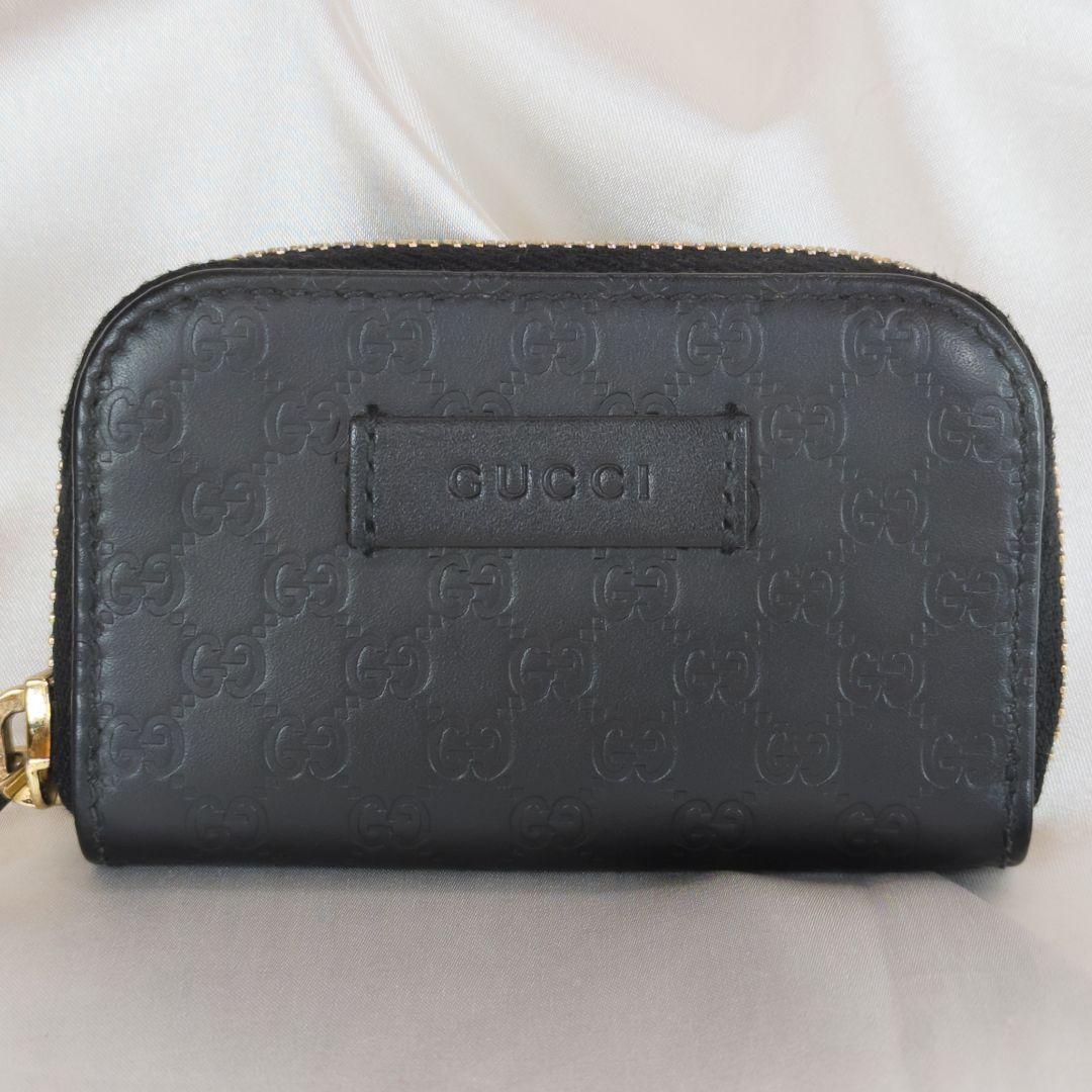 【未使用級】 グッチ ラウンドファスナー マイクロシマ ケース ブラック