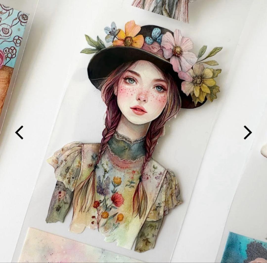 ONWIZE 海外マスキングテープ【 1ループ 】花 人物 シュルレアリスム