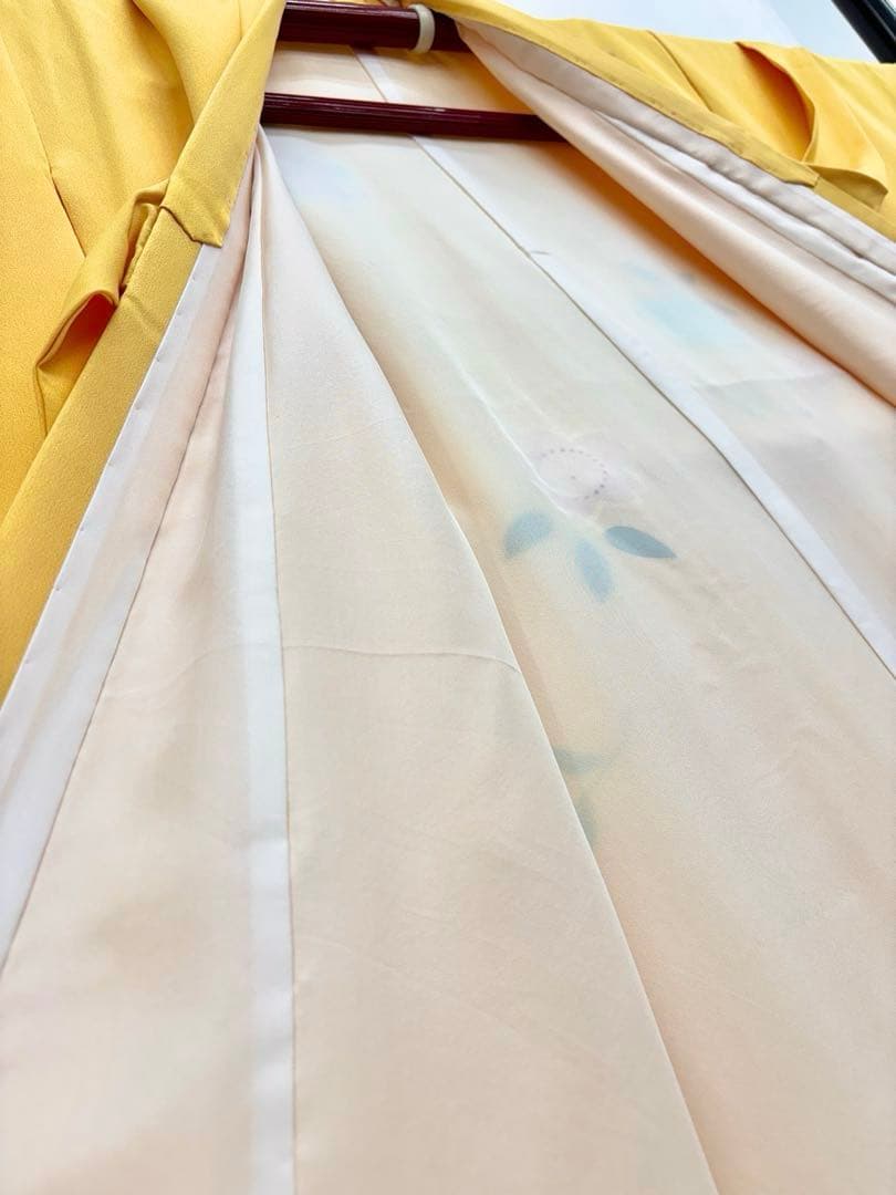 七五三着物　7ー8才　女児　四つ身　毱・桜／黄色系《子供492》#江戸小もーん