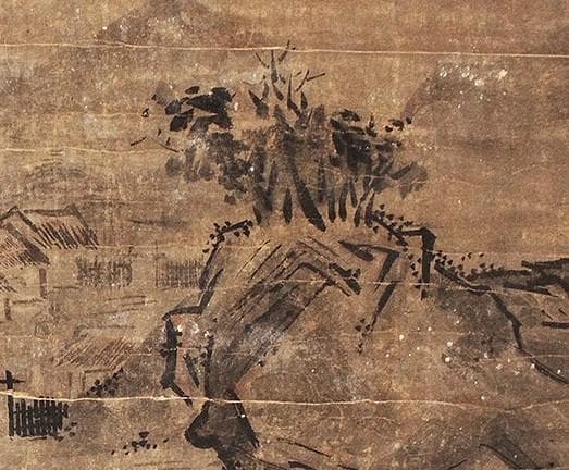 【真筆】◆雪舟等楊 山水図◆ 掛軸 肉筆紙本 検 千利休 狩野探幽 狩野永徳