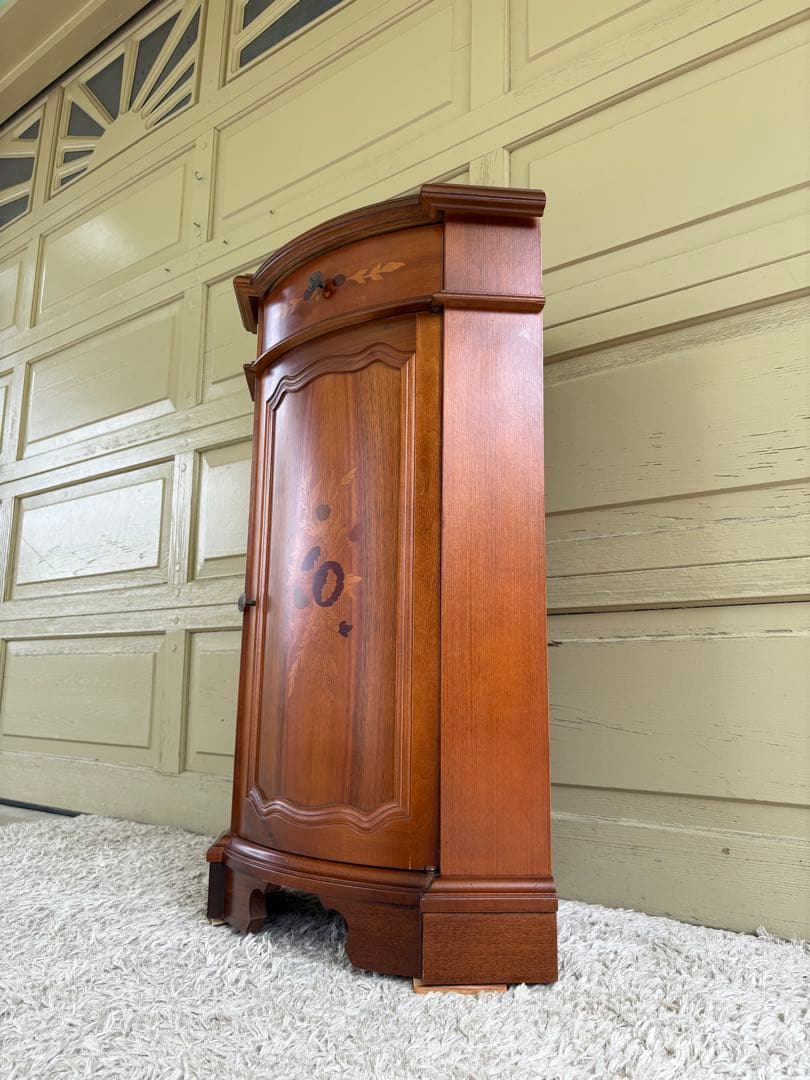 イタリア製 象嵌細工 コーナーキャビネット】アンティーク調