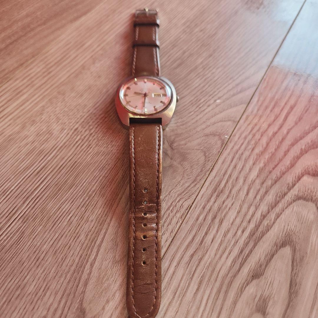 自動巻きアナログ時計 シルバー/ブラウン