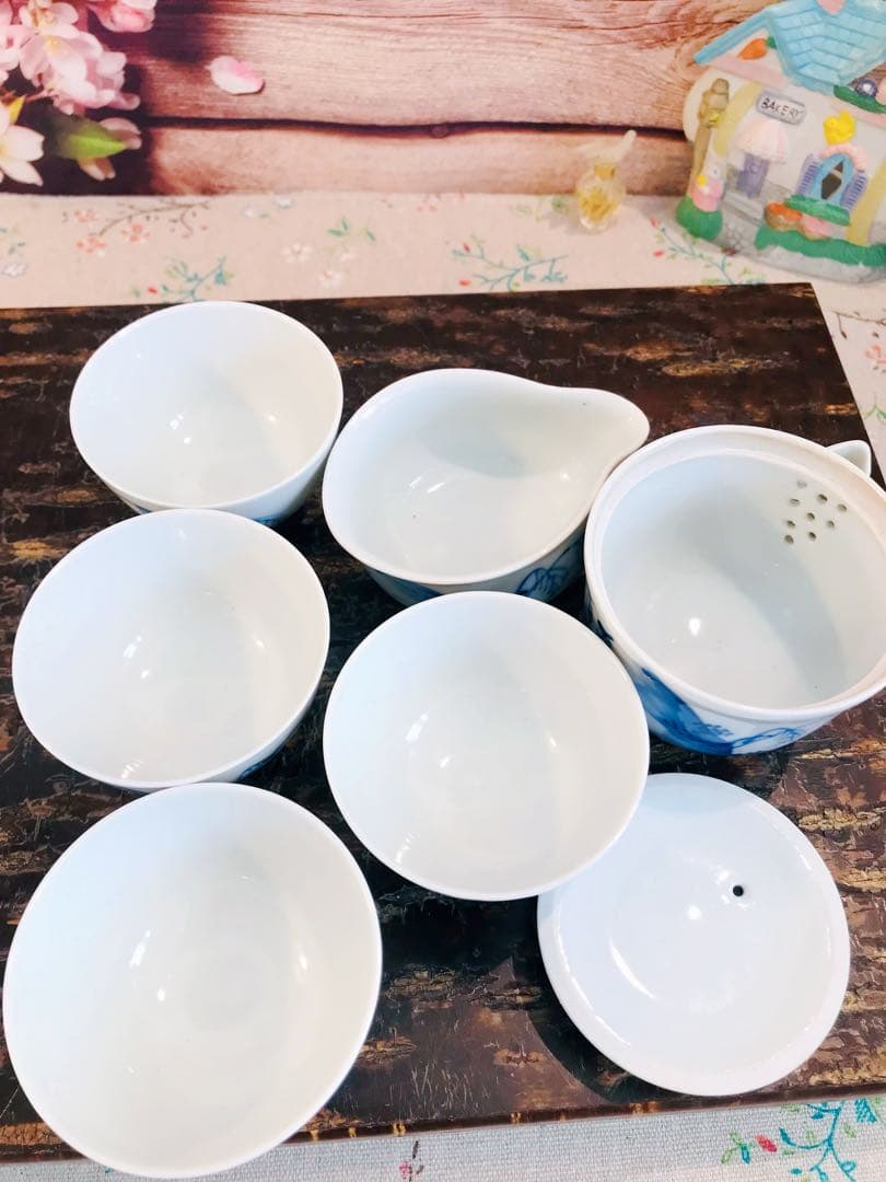 京焼染付寶瓶/ 湯冷/茶碗6点揃い 田能村直入 / 画 |