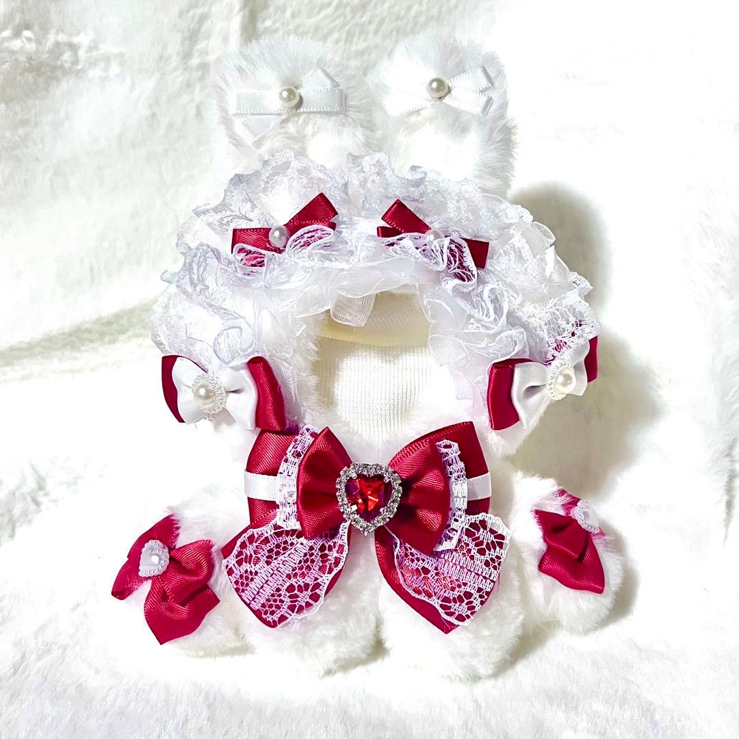 ぬい服 着ぐるみ にじぱぺっと 10cm 11cm おすわり うさぎ 赤 ぬい服