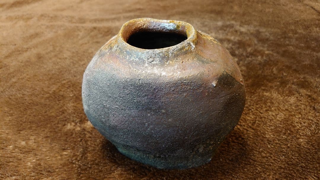 古越前 越前焼 偏壺 釉薬 花入 薪窯 西浦武 山田和 1