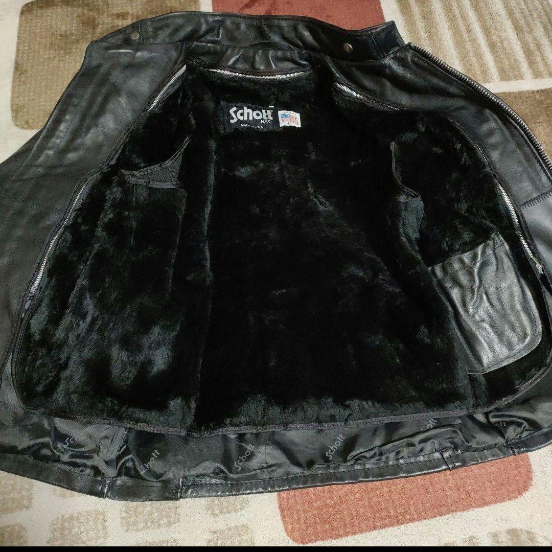 Schott 641サイズ36用 インナーボアライナー ブラック 革ポケット付