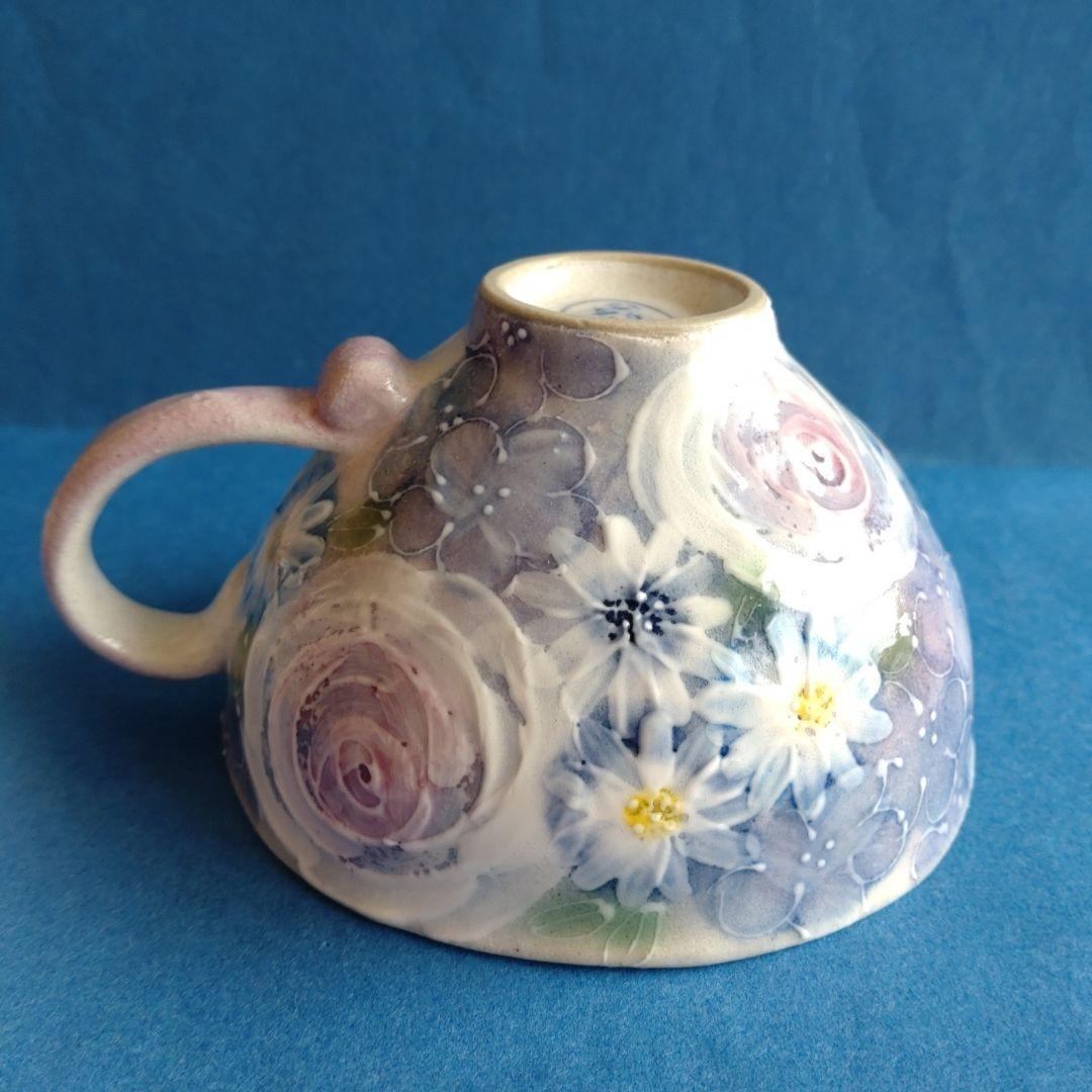 カップ＆ソーサー 青彩ローズ 薔薇 花柄 ゆずりは工房 陶器 瀬戸焼