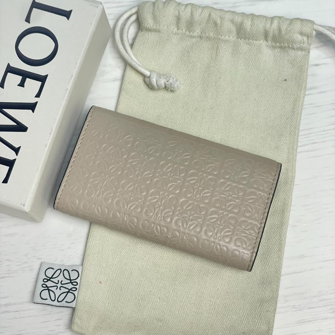 美品】 LOEWE ロエベ リピートアナグラム 6連キーケース ベージュ