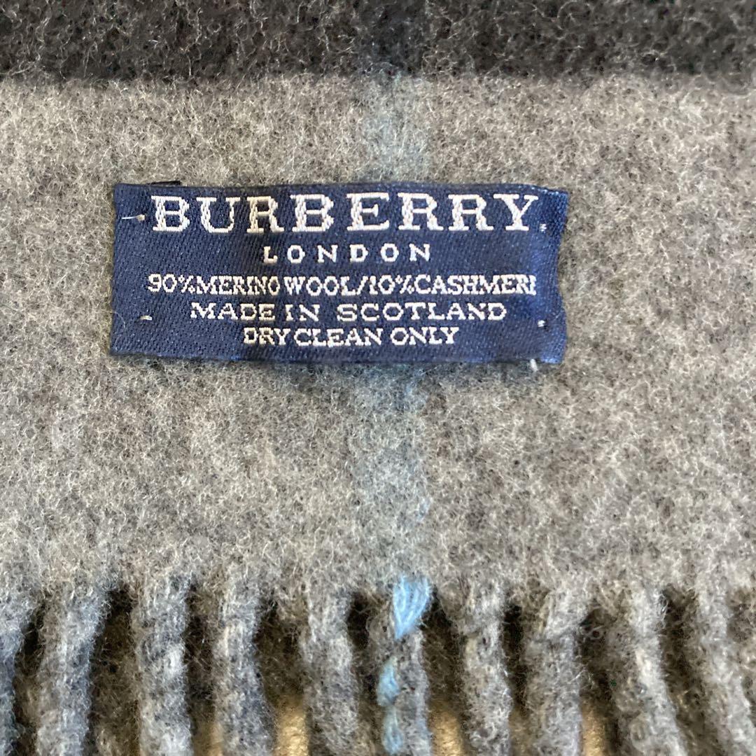 BURBERRY LONDN メリノウール カシミヤ混 マフラー ダブルフェイス