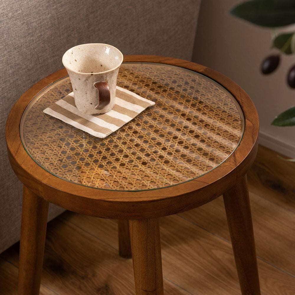 新品 送料込み ラタン ラウンド サイドテーブル S 35×45cm - メルカリ