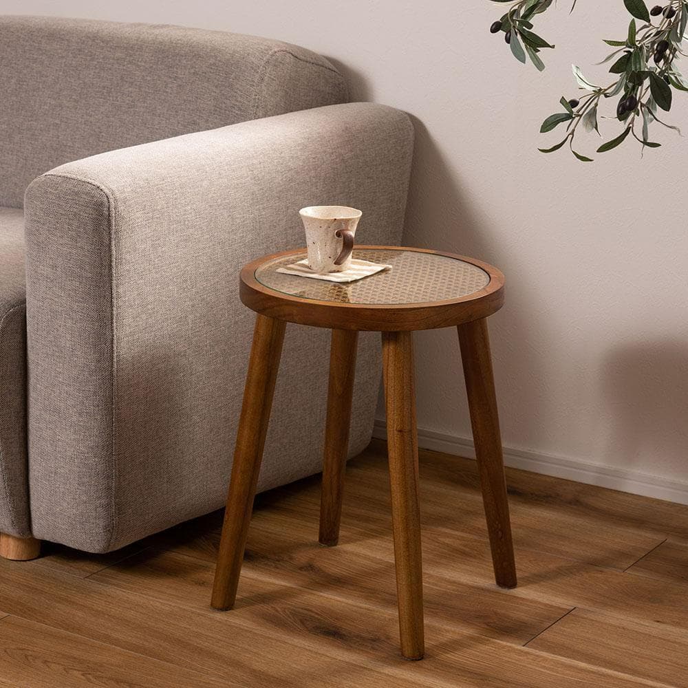 新品 送料込み ラタン ラウンド サイドテーブル S 35×45cm - メルカリ