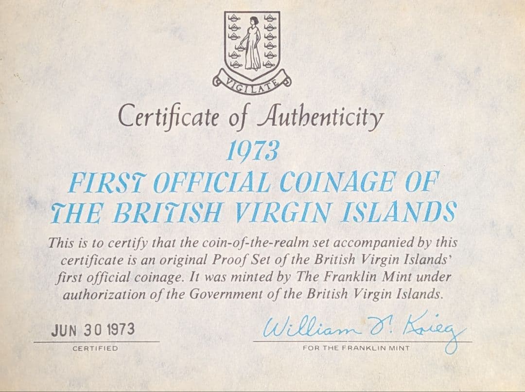 1973年イギリス領ヴァージン諸島 フランクリンミントセット