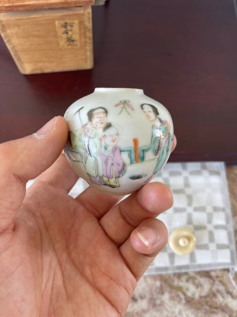 希少美品 粉彩茶入 中国清時代