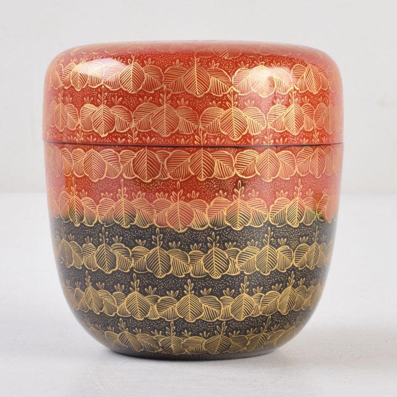 茶道具 輪島塗 前志芸男作 沈金桐紋様 棗 共布共箱 M 8632