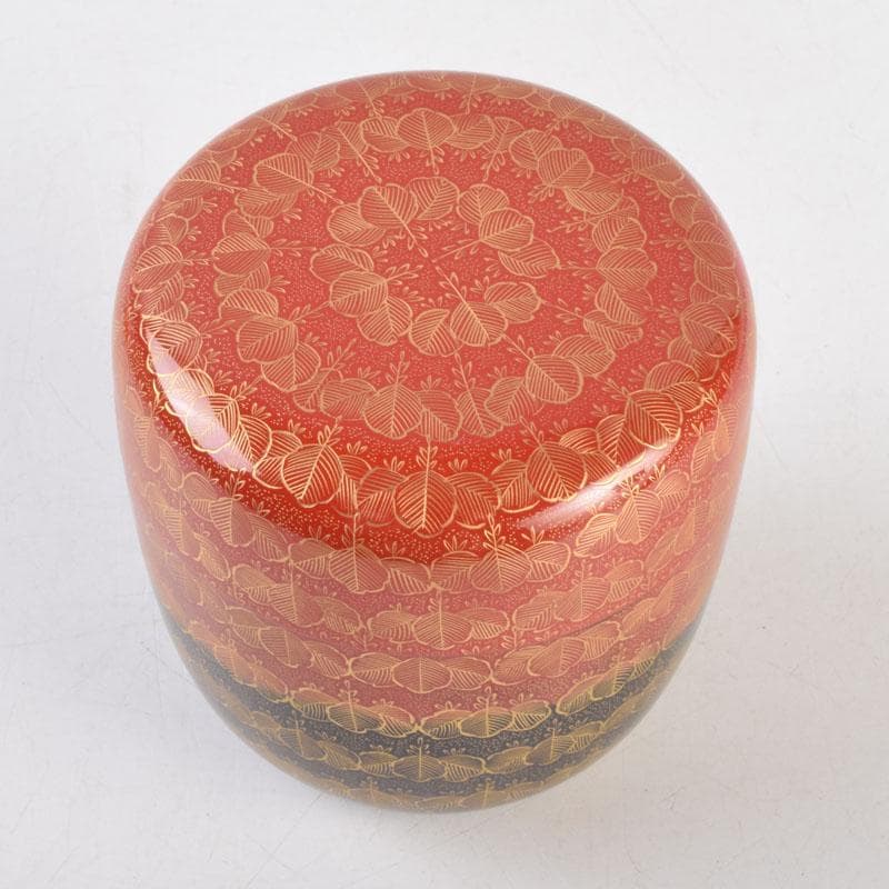 茶道具 輪島塗 前志芸男作 沈金桐紋様 棗 共布共箱 M 8632