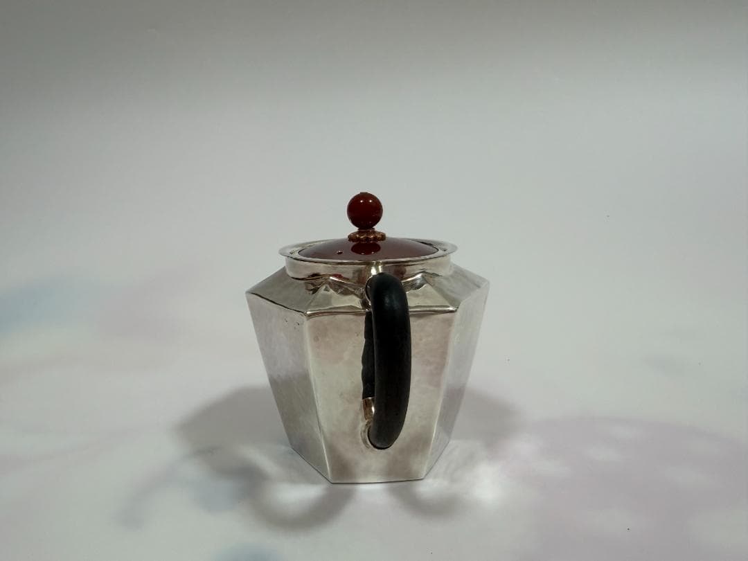 純銀製 六面取 急須 銀瓶 煎茶道具