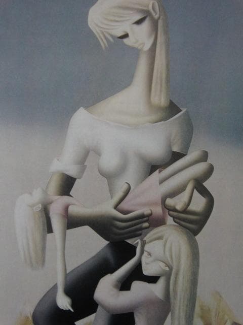 東郷青児、貧しき子、希少な大判額装用画集より、新品高級額装付