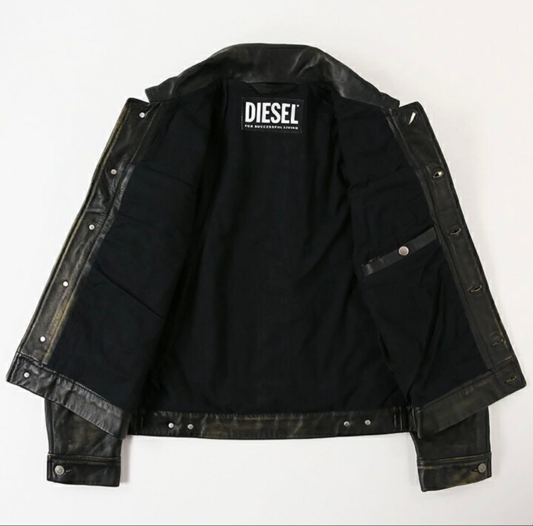 diesel cow leather jacket Diesel Cow Leather Jacket - Black