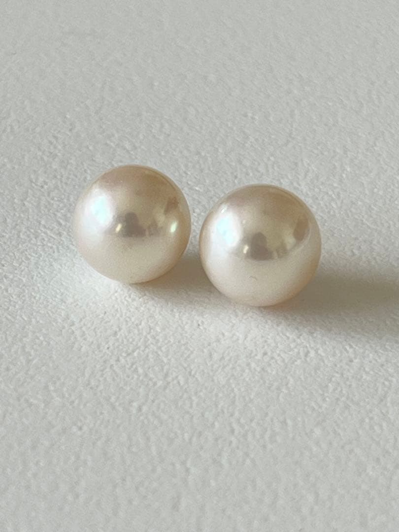 あこや真珠①片穴　9.0~9.5mm 2珠　本真珠　アコヤ　ルース パール
