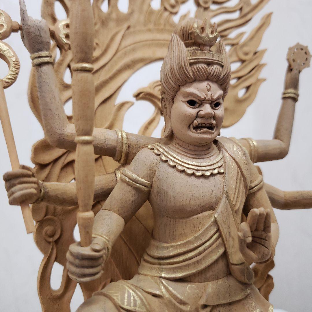 Bフライデー蔵出し特価上彫り仏像◇楠材 烏枢沙摩明王5