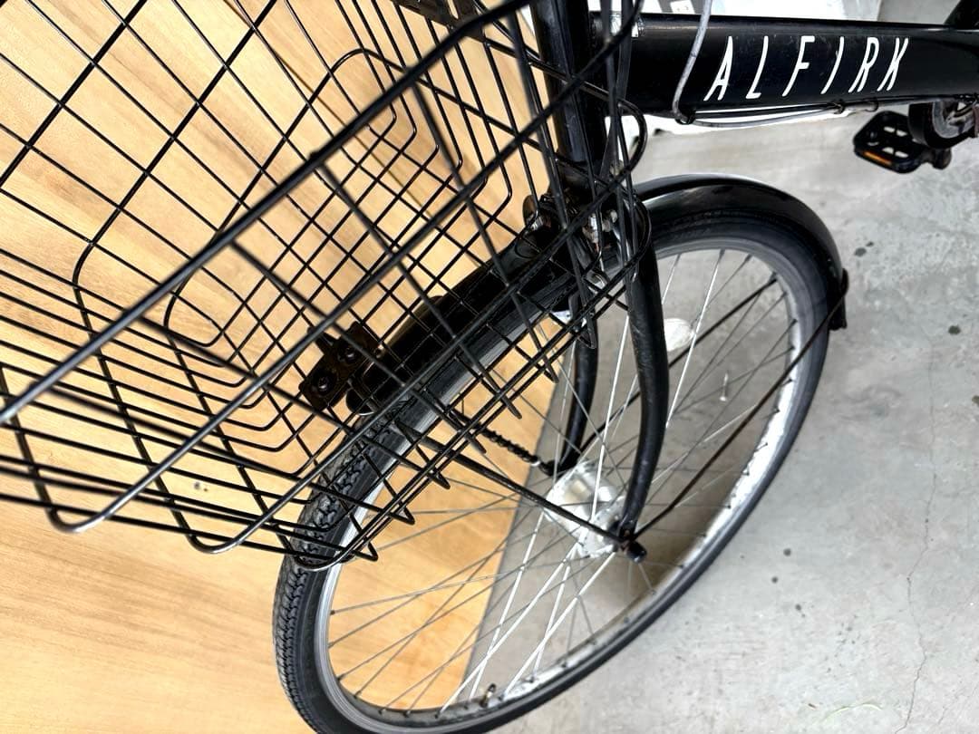 ALFIRK（アルフィルク） シティサイクル ブラック 27インチ カゴ荷台付き