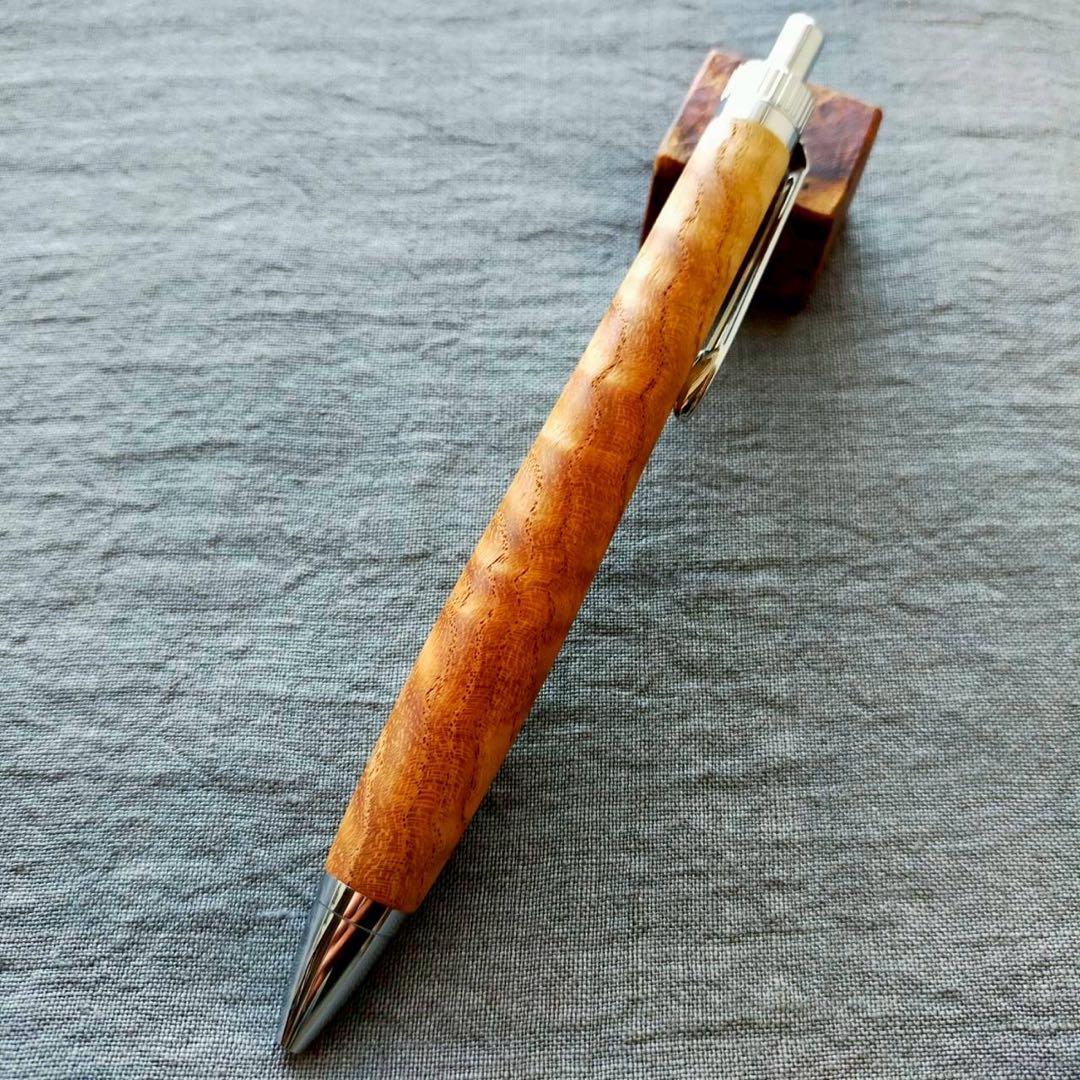 栴檀 縮杢 ハンドメイド 木軸ボールペン G2 天然木 シルバー